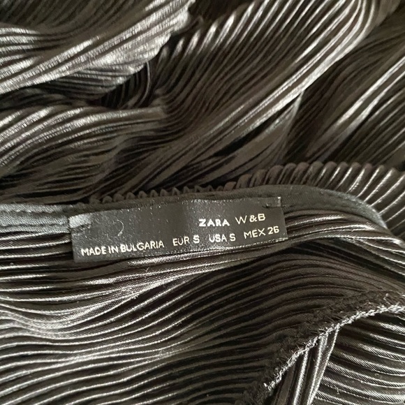 Zara black satin swing dress with tie at back - Picture 3 of 5